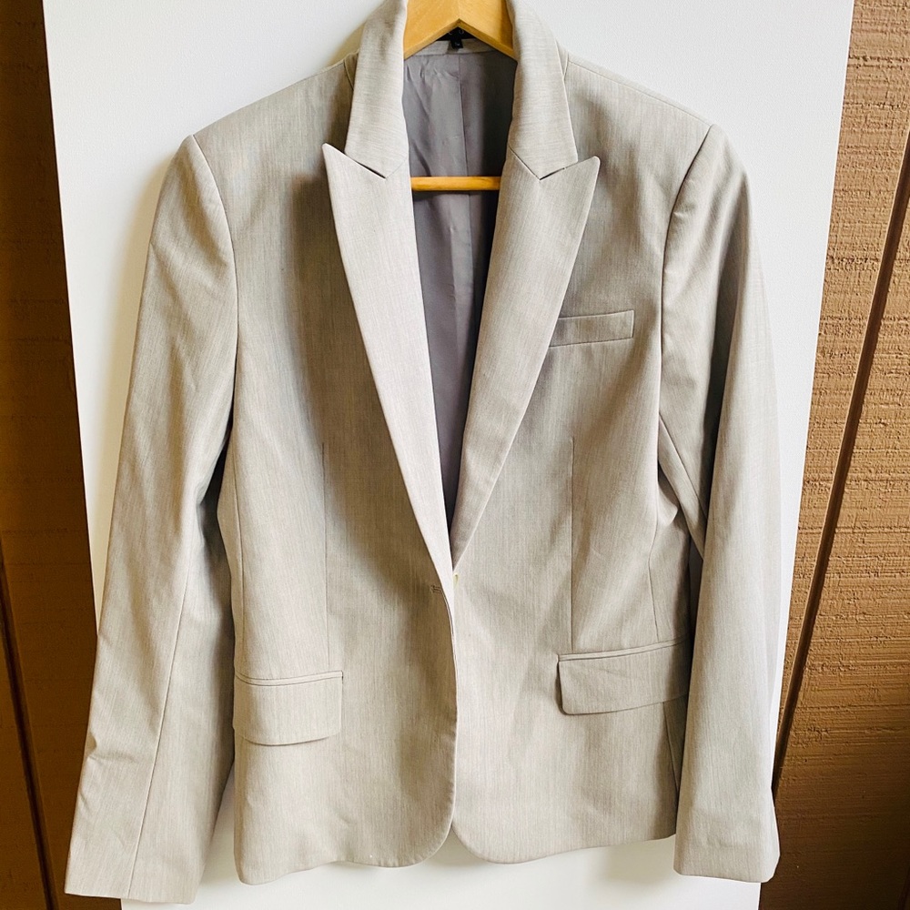 Theory Women’s Gray Single Button Blazer Sz10 - image 1